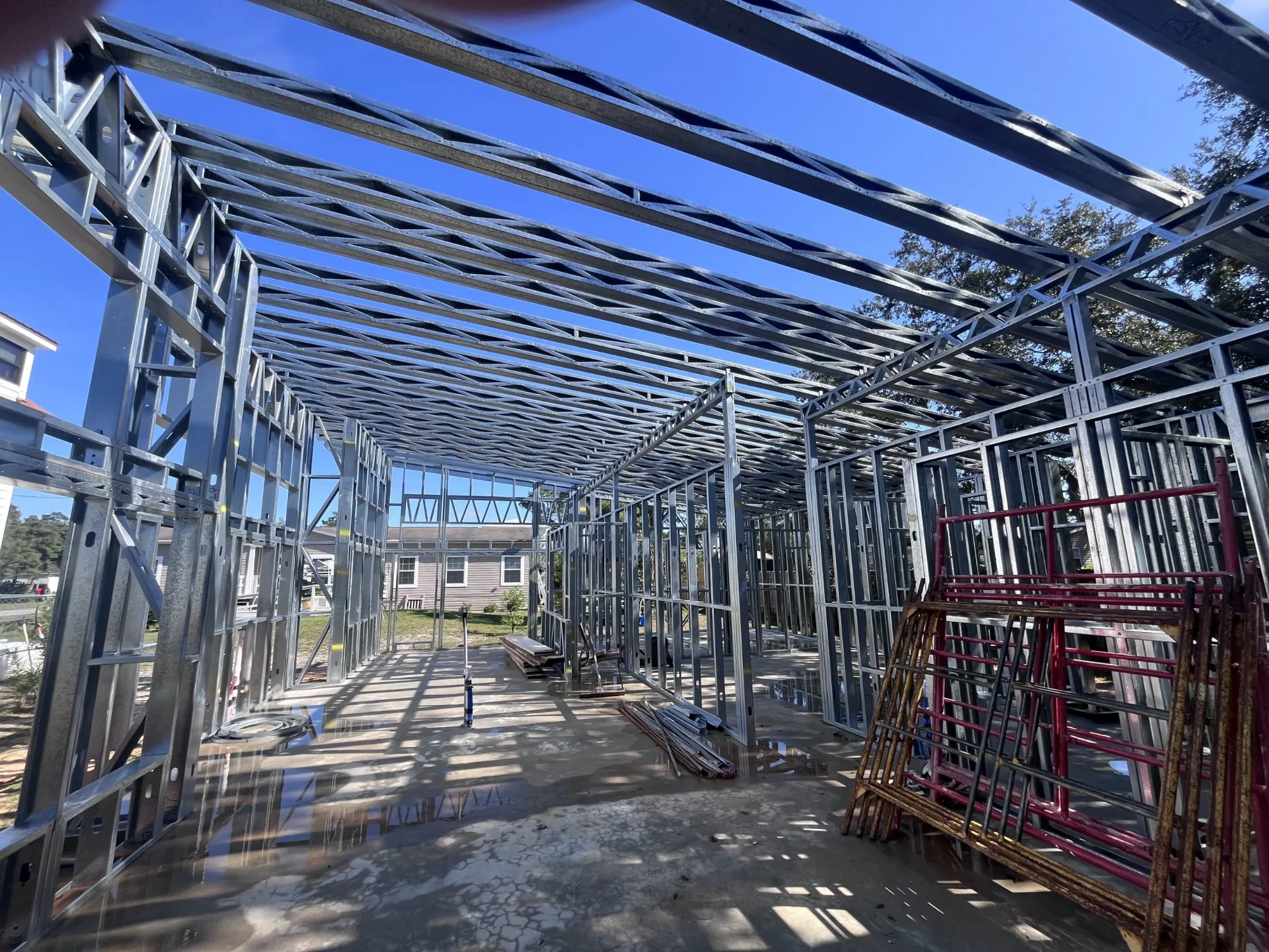 Interior steel wall and roof framing in South Carolina