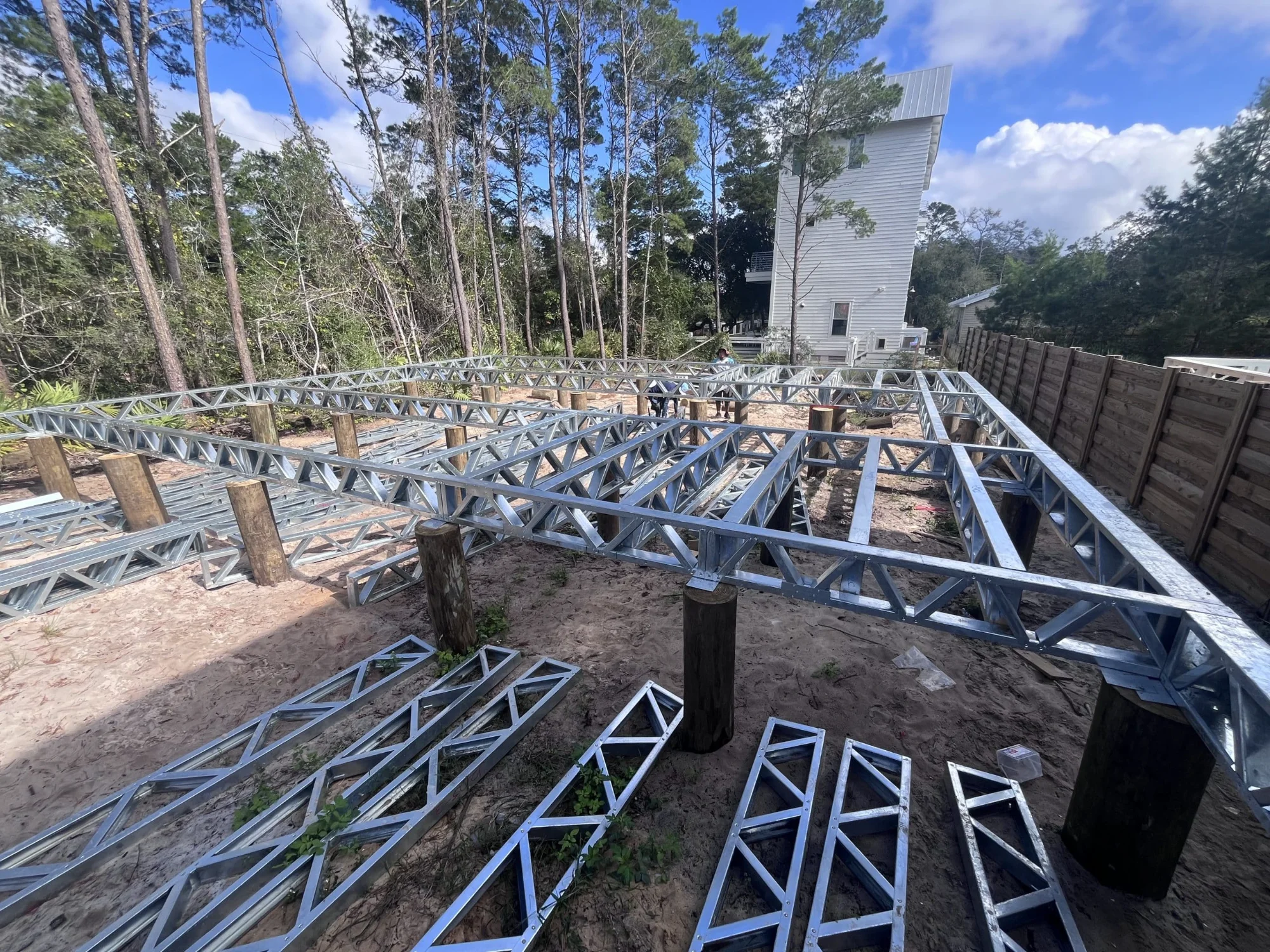 Steel floor joist system on South Carolina foundation